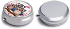 Cute Owls Pill Case with 3 Compartments, Round Pill Organizer for Travel, Portable Pocket Purse Medicine, Vitamin Box for Daily Use, Waterproof Medicine Holder