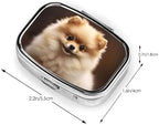Cute Pomeranian Dog Pill Box 2 Compartment Medicine Pill Organizer Square Pill Case for Purse & Pocket Travel Pillbox Portable Metal Medicine Vitamin Fish Oil Organizer Unique Gift