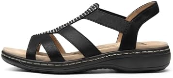DREAM PAIRS Women's Comfortable Arch Support Dressy Flat Sandals Elastic Open Toe Walking Shoes for Summer
