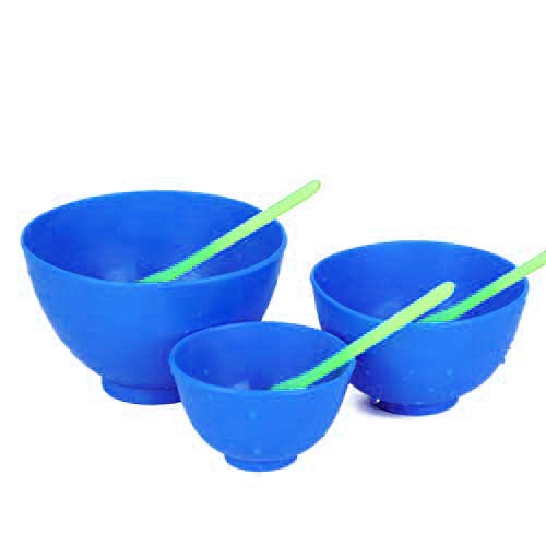 BONEW 3PCS Flexible Rubber Mixing Bowl +3 Spatulas Dental PVC Rubber Mixing Bowl for Alginate and Plaster Materials