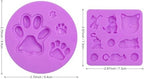 Cat Silicone Molds Cat Paw Chocolate Molds for Cartoon Animal Baking Mold for Candy Gumpaste Cupcake Cake Decorating Polymer Resin Set of 2