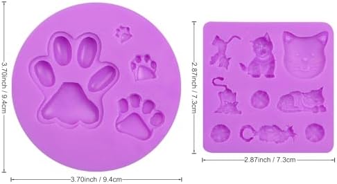 Cat Silicone Molds Cat Paw Chocolate Molds for Cartoon Animal Baking Mold for Candy Gumpaste Cupcake Cake Decorating Polymer Resin Set of 2