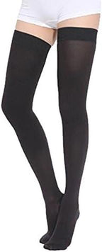 TOFLY® Medical Thigh High Compression Stockings for Women & Men, Closed Toe, Opaque, Firm 20-30mmHg Graduated Compression Socks with Silicone Band, Support for Varicose Veins, Edema, Travel,Black XL