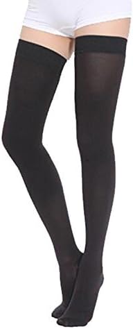 TOFLY® Medical Thigh High Compression Stockings for Women & Men, Closed Toe, Opaque, Firm 20-30mmHg Graduated Compression Socks with Silicone Band, Support for Varicose Veins, Edema, Travel,Black XL