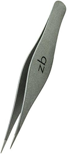 Ingrown Hair Tweezers by Zizzili Basics - Surgical Grade Stainless Steel Fine Pointed Tweezer - Precision Aligned Tips for Splinter, Eyebrow & Facial Hair Removal - with Bonus Tip Guard & Carry Pouch