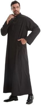 IWEMEK Muslim Thobe for Men Kaftan Thobe with Pockets Middle East Saudi Arabic Robe Ramadan Caftan Dubai Islamic Abaya Dress