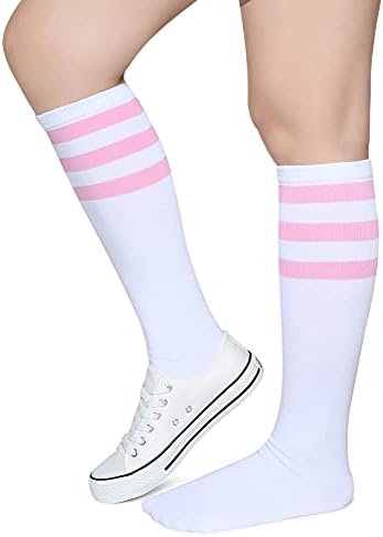 Pareberry Triple Stripes Soft Cotton Knee High Tube Socks for Men and Women