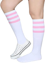 Pareberry Triple Stripes Soft Cotton Knee High Tube Socks for Men and Women