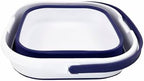 SAMMART 9.5L (2.5 Gallon) Collapsible Rectangular Handy Basket/Bucket (White/Navy Blue)