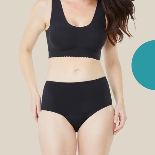 Proof. Incontinence High Rise Brief, Heavy Absorbency Underwear for Women - Holds up to 5 Regular Tampons - Washable Leakproof Bladder Leak Panties - Unders Collection - XS/S, Black