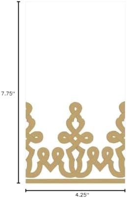 Caspari Dessin Passementerie Paper Linen Guest Towel Napkins in Gold - Two Packs of 12