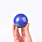 JIC Gem Lapis Lazuli Quartz Crystal Ball with Wooden Stand - Blue Crystal Sphere for Feng Shui Decor & Spiritual Gifts - 60-70mm