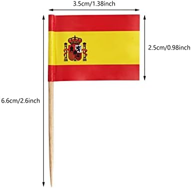100 Pack Spain Flag Spanish Toothpick Flags, Cocktail Picks Mini Stick Cupcake Toppers Country Picks Party Decoration Celebration Cocktail Food Bar Cake Flags (Spain)
