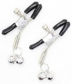 Nipple Clamps for Women Two Bells Pendant Nipple Clips Adjustable Body Clamps Non-Piercing Body Jewelry (Silver)