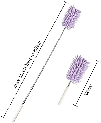 CANDeal 1PCS Microfiber Duster for Cleaning, Washable Extendable Cobweb Dusters with Telescoping Extension Pole, Bendable Head for Car, Window, Furniture, Office