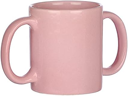 HealthGoodsIn Dual Handle Mug (Double Grip Mug) to Aid Tremors, MICROWAVE SAFE, 11.83 US Fl. Oz. (350 Ml) - PEACH Color