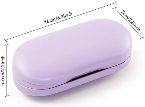 Muf 2 in 1 Contact Lens Case and Glasses Case, Double Sided Design with Mirror, Portable Travel Kit with Tweezer, Remover and Solution Bottle, Purple