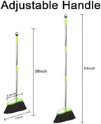 Soft Bristles Green Angle Broom with Long Handle Indoor Sweeping Broom for Home Kitchen Hardwood Floor Cleaning