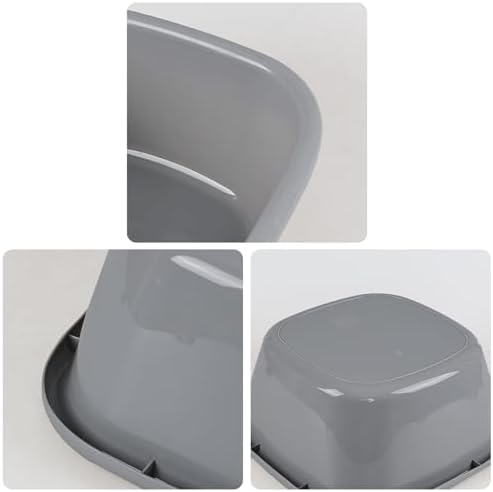 2-Pack 16 Quart Plastic Wash Basin, Square Dish Pan Tub, Grey
