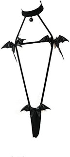JasmyGirls Anime Lingerie Sexy Devil Cosplay Costume Halloween Micro Bikini Kawaii Bra Panty Japanese Bat Slingshot Gothic Outfit Black
