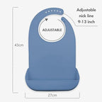 Adult Bibs for Elderly(2 Pack), Eating Adjustable Bib with Food Catcher Pocket, Comfortable and Easy to Clean Silicone Bibs with Easy to Use Button Closure