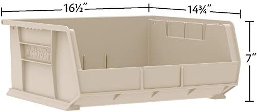 Akro-Mils 30250 AkroBins Plastic Storage Bins, Space-Saving Stackable Bins for Garage, Pantry, Craft Organization, 15" x 16" x 7", Black, 6-Pack