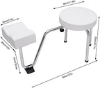 Adjustable Pedicure Foot Rest St-ool Chair w/PVC Pad,Beauty Nail Salon Pedicure Stool,Leg Rest Pedicure Foot Rest Stand Portable Spa Pedicure Stool w/Footrest for Nail Tech,Manicure Use Black (White)