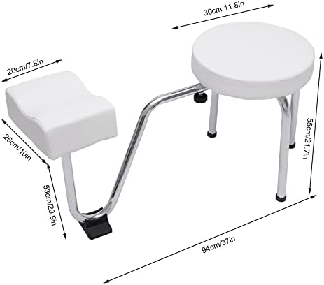 Adjustable Pedicure Foot Rest St-ool Chair w/PVC Pad,Beauty Nail Salon Pedicure Stool,Leg Rest Pedicure Foot Rest Stand Portable Spa Pedicure Stool w/Footrest for Nail Tech,Manicure Use Black (White)