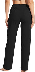 Willit Women's Cotton Sweatpants Yoga Lounge Open Bottom Sports Pants Straight Leg Casual Pants with Pockets
