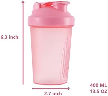 Shaker Bottle Protein Shakes and 16-Ounce/400ML Shaker-Bottle with Whisk Balls,Non-BPA plastic(Blue+Pink(2PCS))
