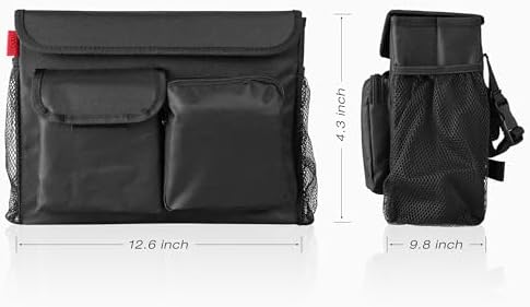 YOOFAN Mobility Scooter Bag – Convenient Organizer Pouch with 14-Inch Laptop Pocket and Cup Holders, Black