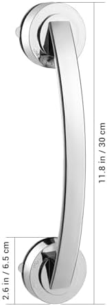 Cabilock Silver Suction Grab Bar for Shower & Bathtub – 12 Inch Chrome Finish Safety Handle, Drill-Free Balance Assist for Seniors, Elderly & Disabled, Portable Bathroom Support Grip