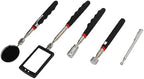 Acouto Telescopic Magnetic Grabber Tool Set with LED & Round Inspection Mirrors, 15lb 8lb .5lb Rods for Vehicle Repair & Maintenance