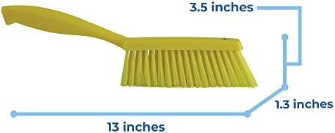 Vikan 45876 Bench Cleaning Brush, Polypropylene/Polyester Soft Bristle Dustpan Brush & Sweeper With Handle, 14-Inch, Yellow