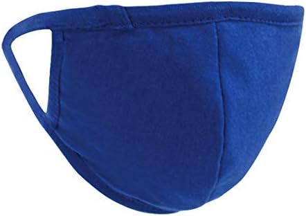 Eurow Reusable Cotton Face Masks, Breathable Triple-Layer Nonwoven Protection, Comfortable Fit with Soft Ear Loops, Washable Face Coverings, 3-Pack, White, Blue, & Gray