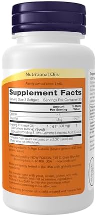 NOW Foods Supplements, Evening Primrose Oil 500 mg with Naturally Occurring GLA (Gamma-Linolenic Acid), 100 Softgels