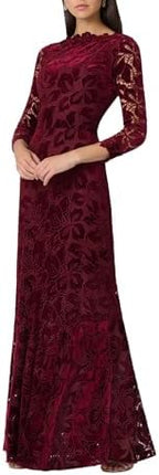 Shoshanna Women's Midnight Bordeaux Velvet Lace Brianna Dress