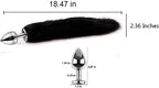 Anal Plug with Sexy Tail for Cosplay, Adult Sex Toys of Stainless Steel Anal Plug (Black, Medium)