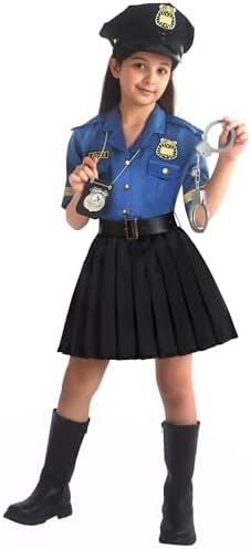 Cuteshower Girls Police Officer Costume Cop Uniform for Halloween Dress Up 3-10Years