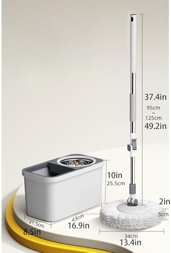 Mop Bucket Rotary Mop Household A Mop That is Clean Not Hand Washing Mop with Bucket Set of Wet and Dry Water Absorbent Floor Mop