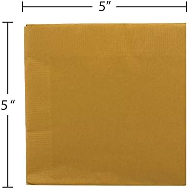 JAM PAPER Small Beverage Napkins - 5 x 5 - Gold - 50/Pack