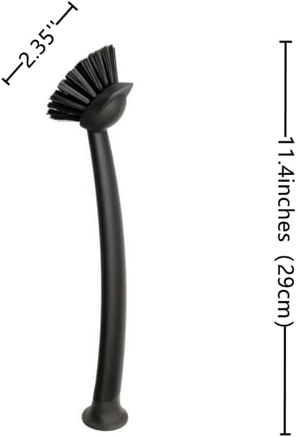 2 Pcs Scrub Brush with Handle 11'' Dish Scrubber Brush Kitchen Sink Brush Black Long Handle Dish Cleaning Brush for Kitchen Dishes Pot Sink Cleaning