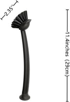 2 Pcs Scrub Brush with Handle 11'' Dish Scrubber Brush Kitchen Sink Brush Black Long Handle Dish Cleaning Brush for Kitchen Dishes Pot Sink Cleaning