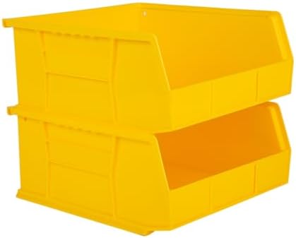 Hudson Exchange 11" x 11" x 5" Plastic Stackable Storage Bin and Hanging Container (Yellow, 1 Pack)