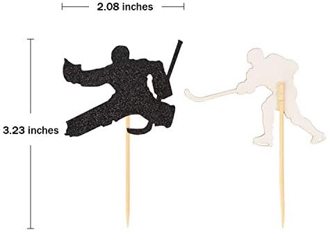 Hockey Cupcake Toppers Pack of 48 Hockey Player Cupcake Picks for Boys Ice Hockey Sport Themed Party Supplies