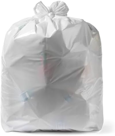 Aluf Plastics 45 Gallon Trash Bags, 40" x 46" , White (Pack of 100) - For Bathroom, Household, Office, and Lightweight Garbage - Coreless Rolls