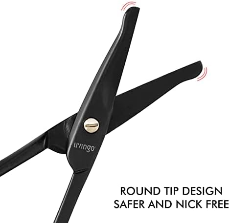 LIVINGO 3.75" Premium Nose Hair Scissors, Curved Safety Blades with Rounded Tip for Trimming Small Details Facial Hair, Ear Hair, Eyebrow (Black)