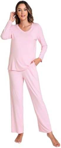 GYS Women's Pajama Sets Long Sleeve Sleepwear Comfy 2 Piece Ladies Pj Sleep Set, Viscose Made from Bamboo