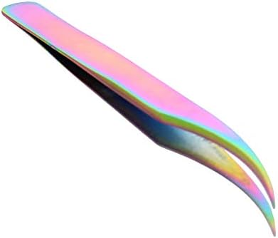 Utoolmart 125mm Colorful Professional Stainless Steel Precision Tweezers Dolphin-shaped Tip Tweezers for lash Extensions Iron Box 1pcs