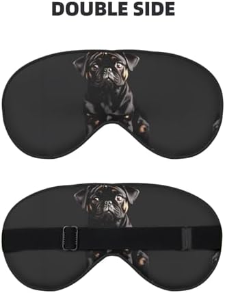 Cute Black Pug Dog-Standard-Scale-2_00x Print Block Out Light Eye Sleep Mask,Soft Breathable Eye Cover, for Sleeping Travel Home Nap